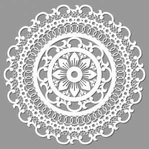 وکتور طرح اسلیمی گلدار دایره ای سفید با زمینه خاکستری